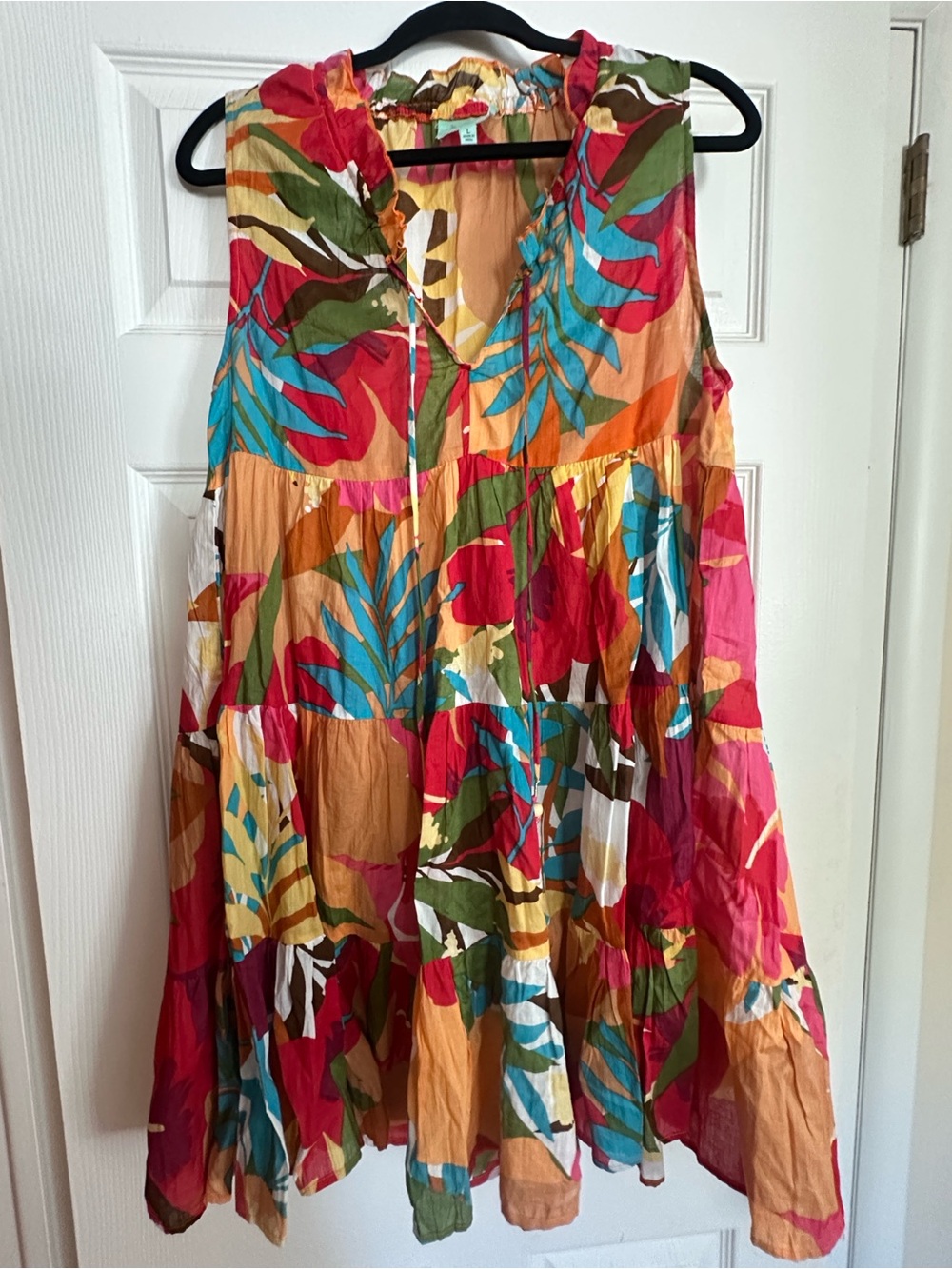 Tropical Multi-Color Tiered Sleeveless Dress